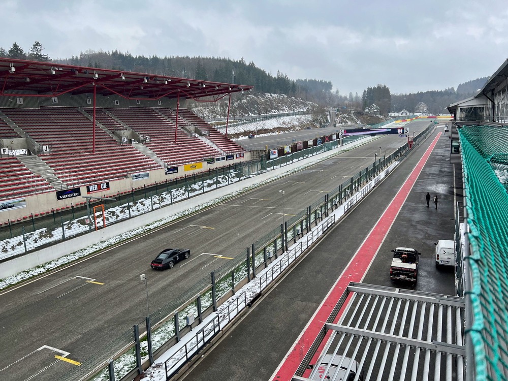 Empty grandstand along a race circuit